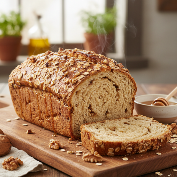Wholesome Honey Nut Oatmeal Bread recipe