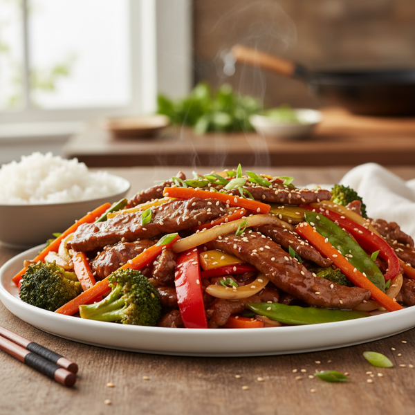 Wholesome Mongolian Beef Stir-Fry with Colorful Vegetables recipe