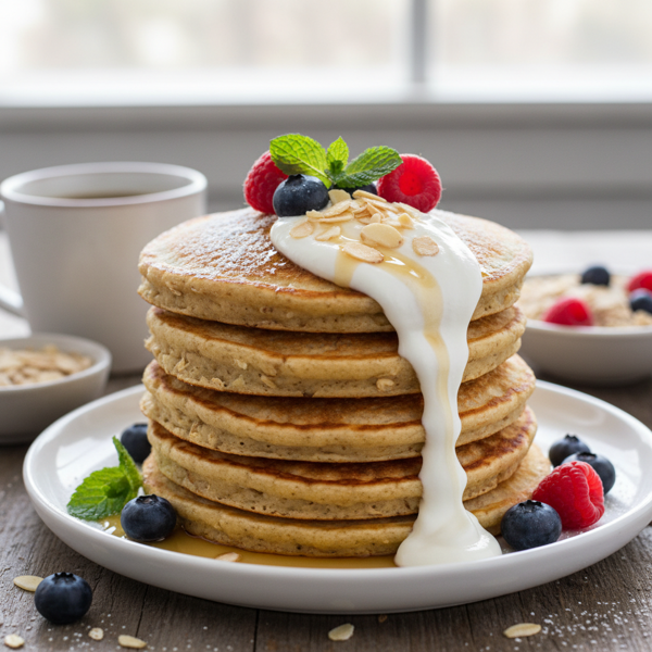 Wholesome Oatmeal Greek Yogurt Pancakes recipe