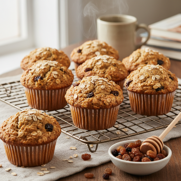 Wholesome Oatmeal Muffins with Raisins recipe
