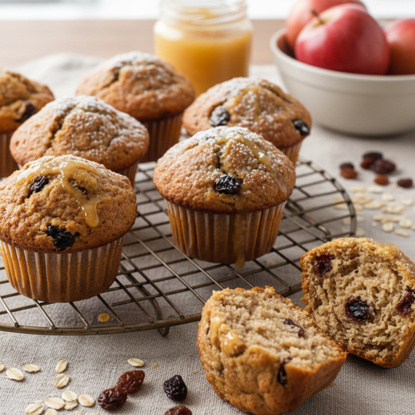 Wholesome Whole Wheat Muffins with Applesauce and Raisins recipe