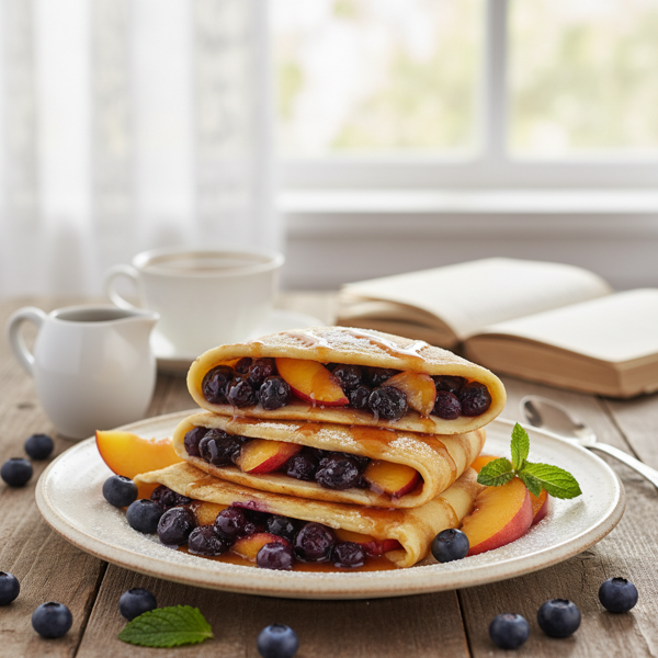 Wild Blueberry & Peach Delight Crepes recipe