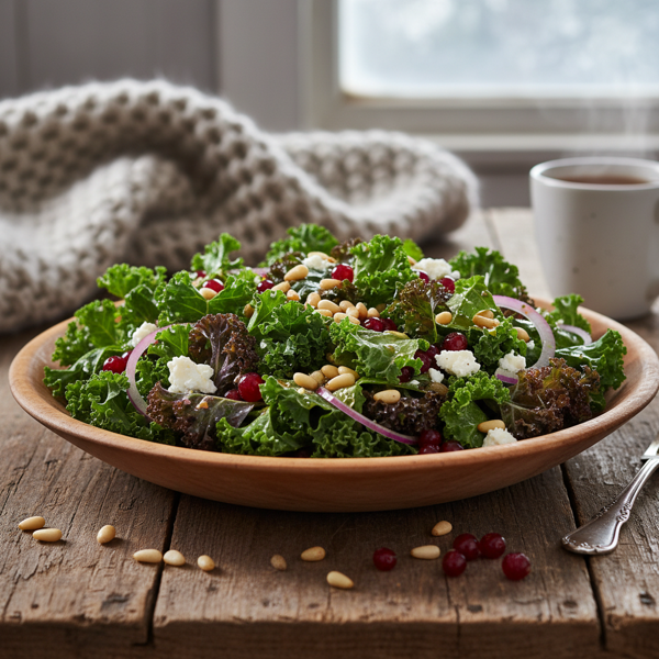 Winter Kale Salad with Toasted Pine Nuts and Sweet Currants recipe