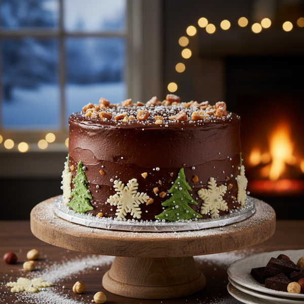 Winter Wonderland Double Chocolate Praline Cake recipe
