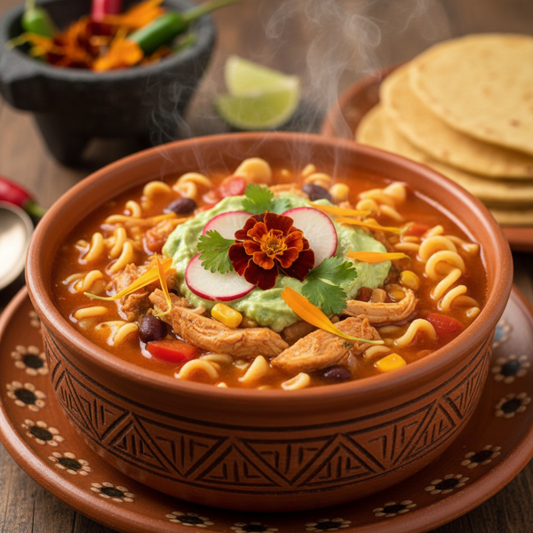 Xochipilli's Enchanting Chicken Fideo Soup recipe