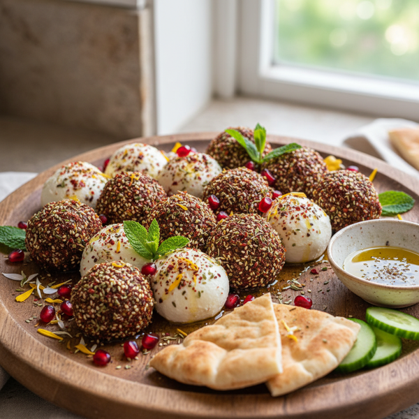 Za'atar Spiced Labneh Cheese Balls recipe