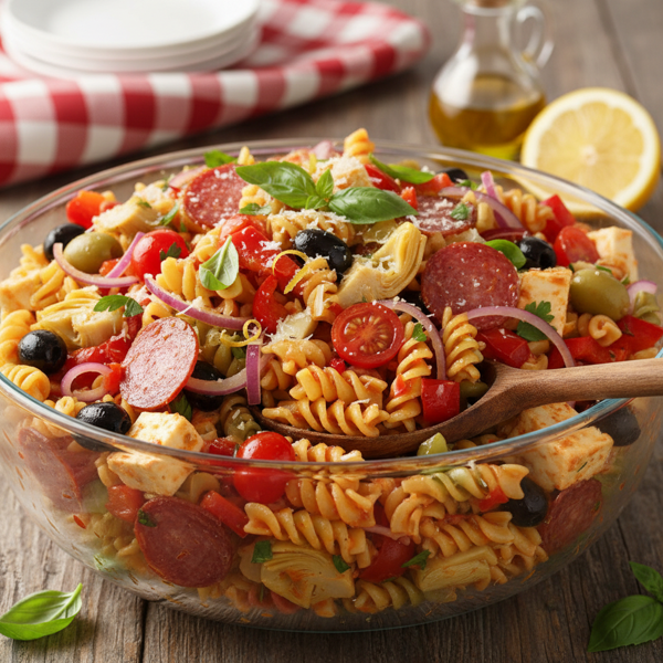 Zesty Antipasto Rotini Salad Delight recipe