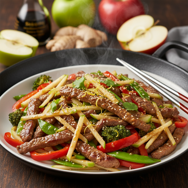 Zesty Apple-Infused Beef Stir-Fry recipe