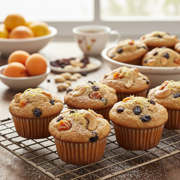 Zesty Apricot Raisin Cashew Muffins recipe