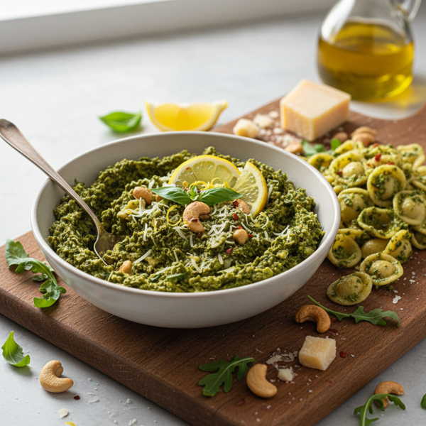 Zesty Arugula Cashew Pesto recipe