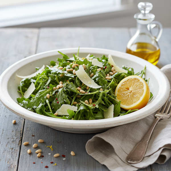 Zesty Arugula Salad with Pine Nuts and Parmesan recipe