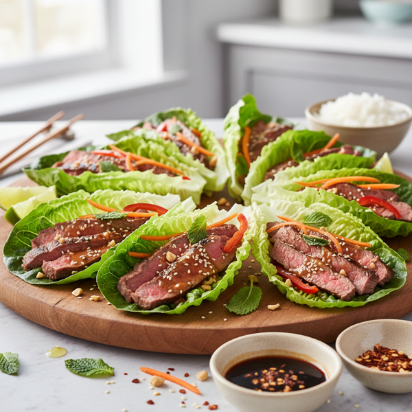 Zesty Asian Steak Lettuce Wraps recipe