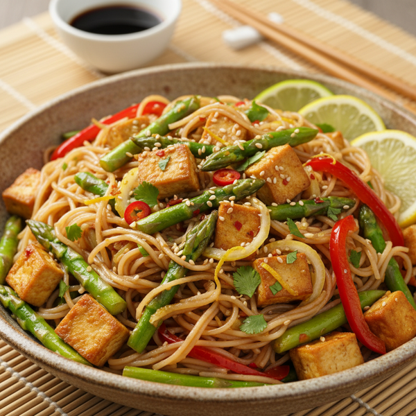 Zesty Asparagus and Tofu Noodle Stir-Fry recipe