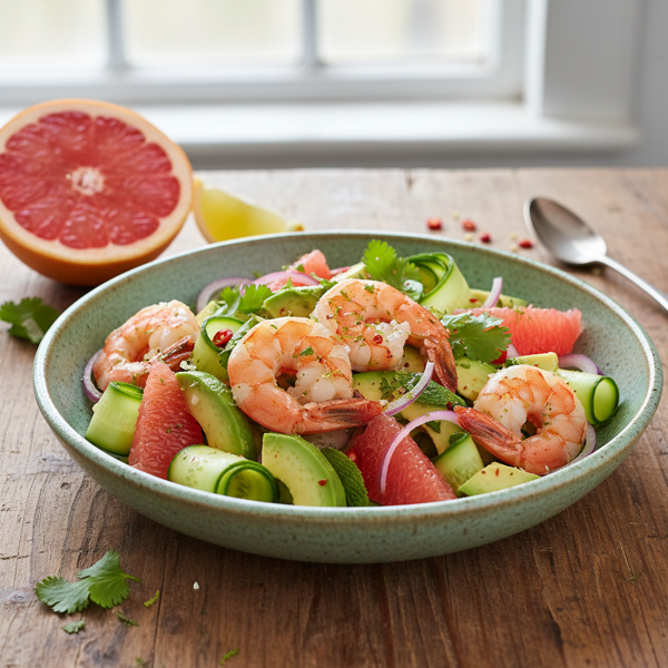 Zesty Avocado, Prawn & Pink Grapefruit Fiesta recipe