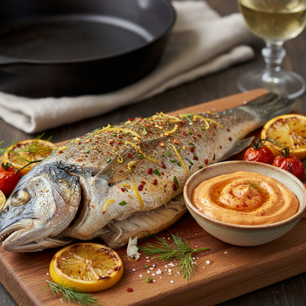 Zesty Baked Fish with Paprika Mayo recipe