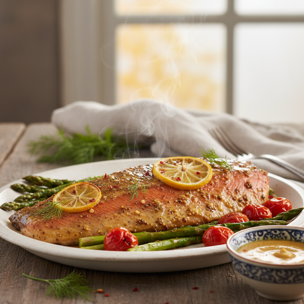 Zesty Baked Steelhead Trout with Mustard Glaze recipe