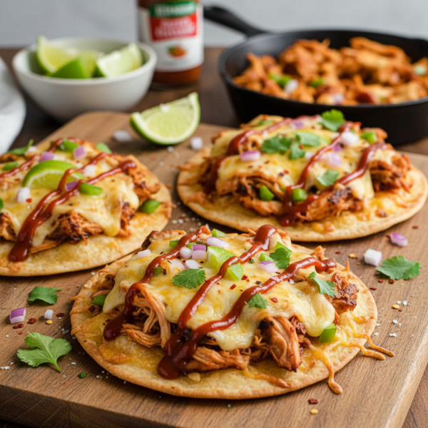 Zesty Barbecued Chicken Tortilla Pizzas recipe