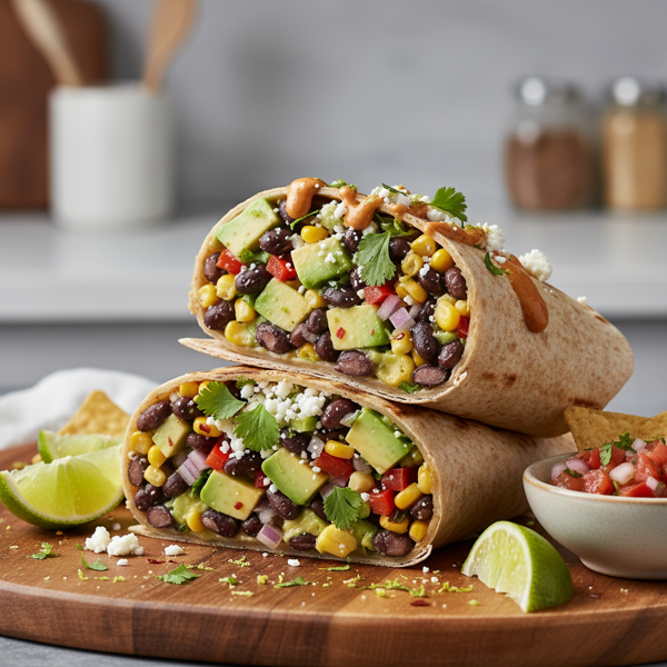 Zesty Black Bean Avocado Tortilla Wrap recipe