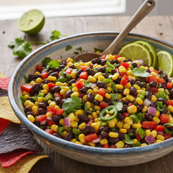 Zesty Black Bean & Corn Fiesta Salsa recipe