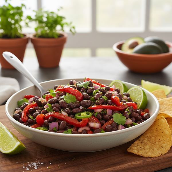 Zesty Black Bean & Roasted Red Pepper Salsa recipe