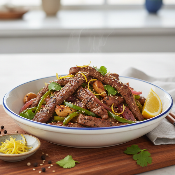 Zesty Black Pepper Steak Stir-Fry recipe
