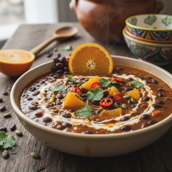 Zesty Brazilian Orange & Black Bean Soup recipe