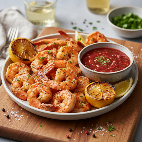 Zesty Broiled Shrimp with Homemade Cocktail Sauce recipe