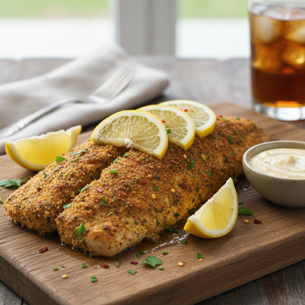 Zesty Cajun Baked Catfish with Lemon Garnish recipe