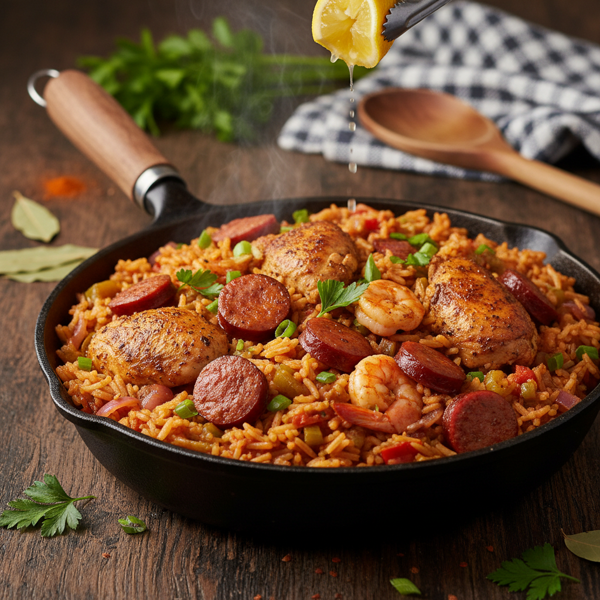 Zesty Cajun Chicken and Sausage Jambalaya recipe