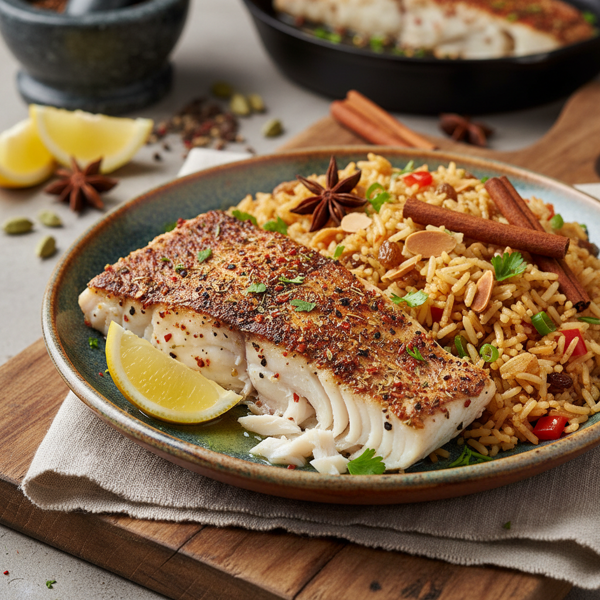 Zesty Cajun Fish with Spiced Rice Pilaf recipe