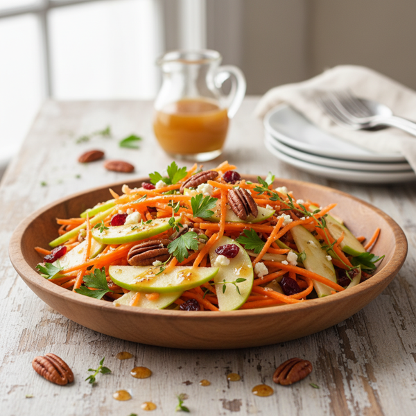 Zesty Carrot-Apple Crunch Salad with Cider Vinaigrette recipe