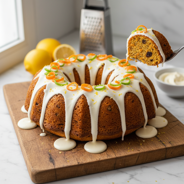 Zesty Carrot Bundt Cake with Cream Cheese Drizzle recipe