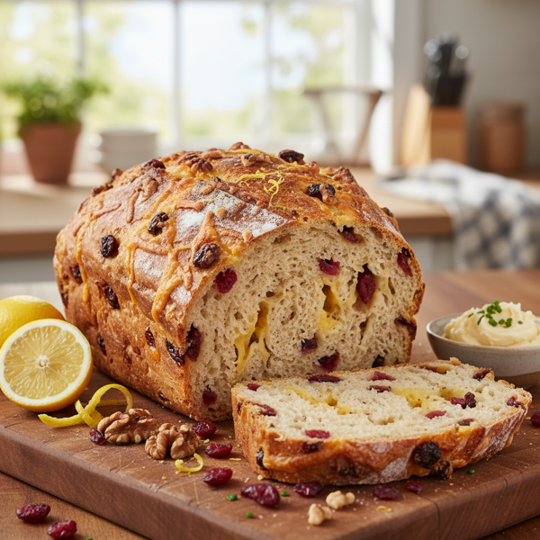 Zesty Cheddar Cranberry Walnut Bread recipe
