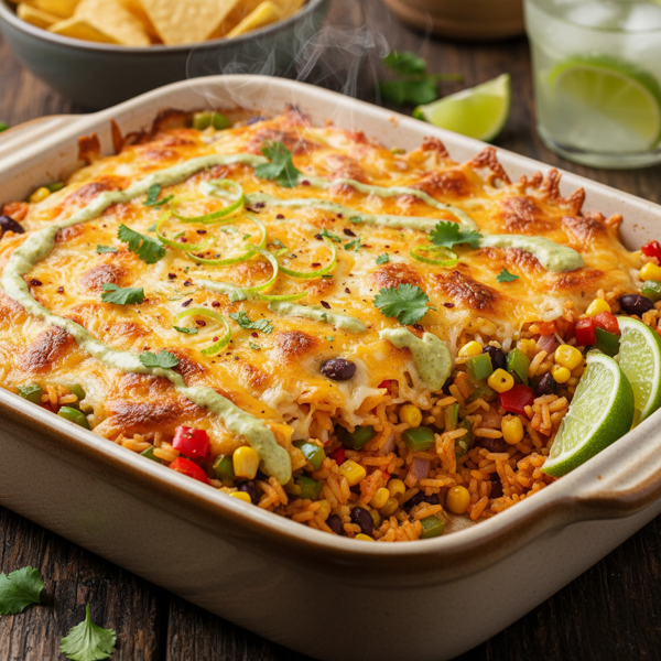 Zesty Cheesy Fiesta Rice Bake recipe