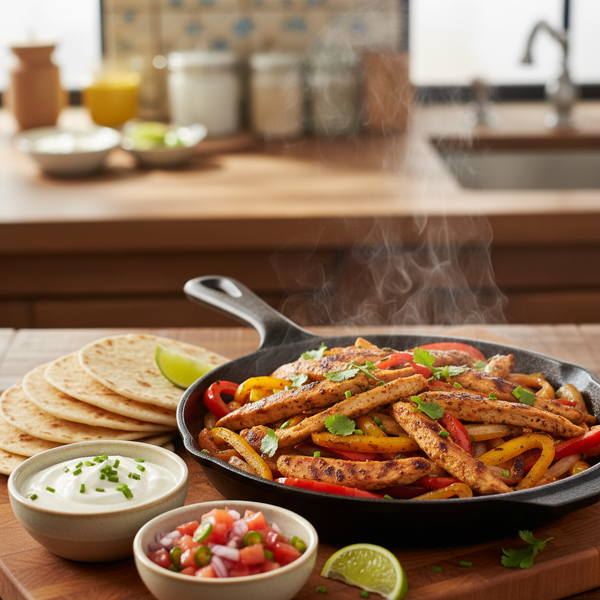 Zesty Chicken Fajitas with Creamy Toppings recipe