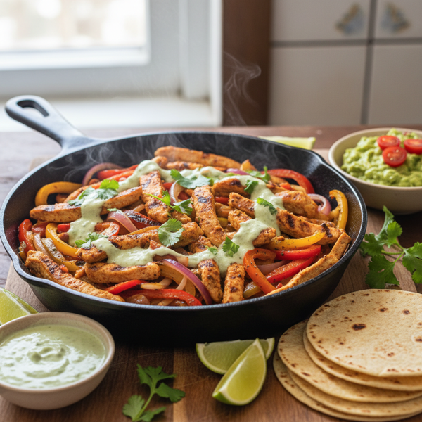 Zesty Chicken Fajitas with Garlic-Lime Sauce recipe