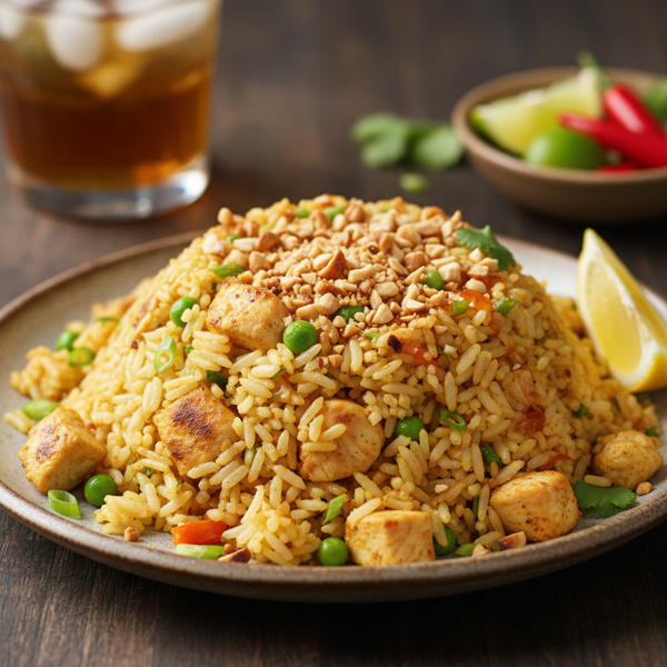 Zesty Chicken Fried Rice with Crunchy Peanuts recipe