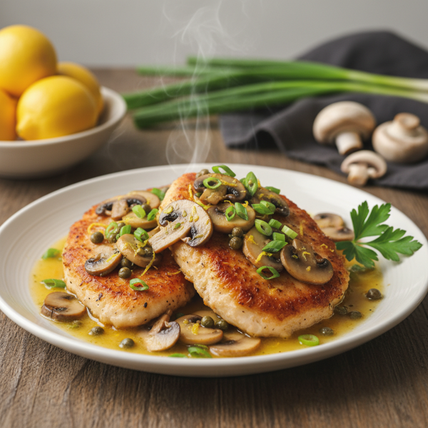 Zesty Chicken Piccata with Green Onions and Savory Mushrooms recipe