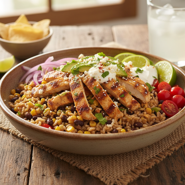 Zesty Chicken & Brown Rice Mexican Bowl recipe