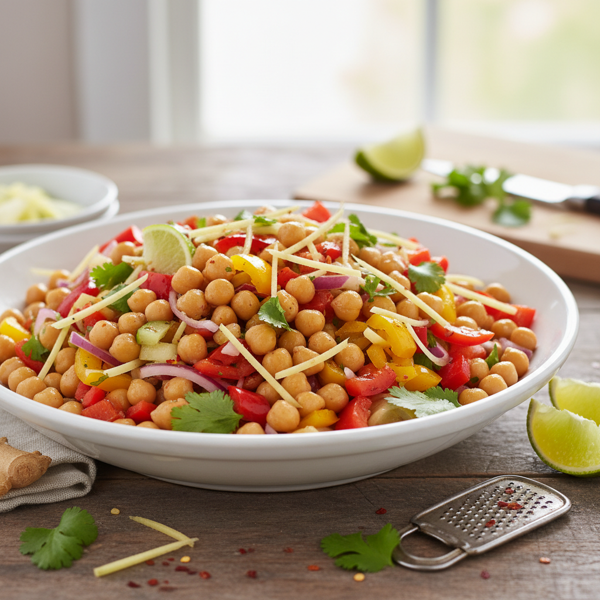 Zesty Chickpea Salad with Ginger and Bell Peppers recipe