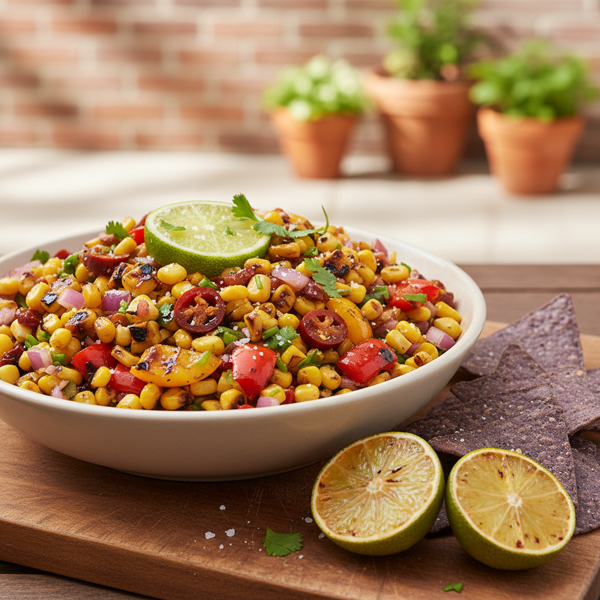 Zesty Chipotle-Style Roasted Corn & Pepper Salsa recipe