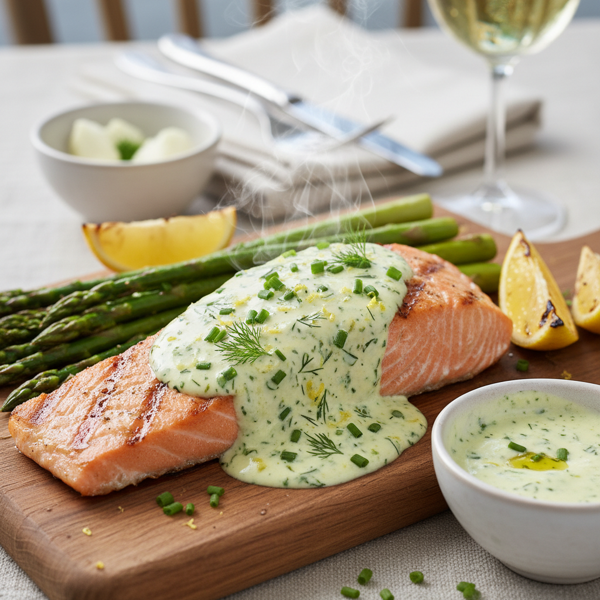Zesty Chive and Dill Sauce for Grilled Salmon recipe