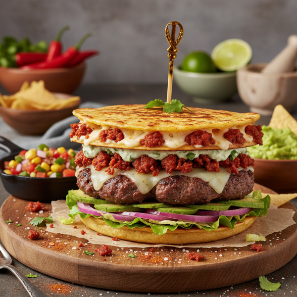 Zesty Chorizo Quesadilla Burgers recipe