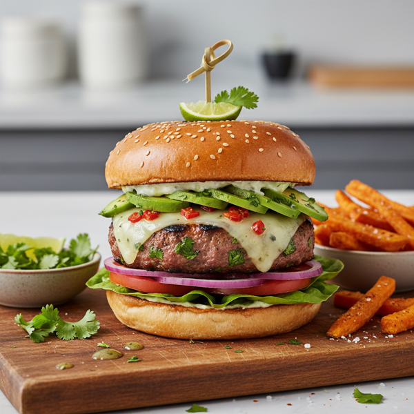 Zesty Cilantro-Infused Turkey Burgers with Spicy Pepper Jack and Creamy Avocado recipe