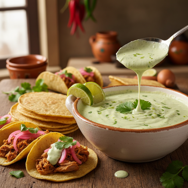 Zesty Cilantro Cream Sauce for Tacos recipe