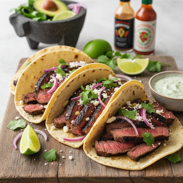 Zesty Cilantro Lime Flank Steak Tacos recipe