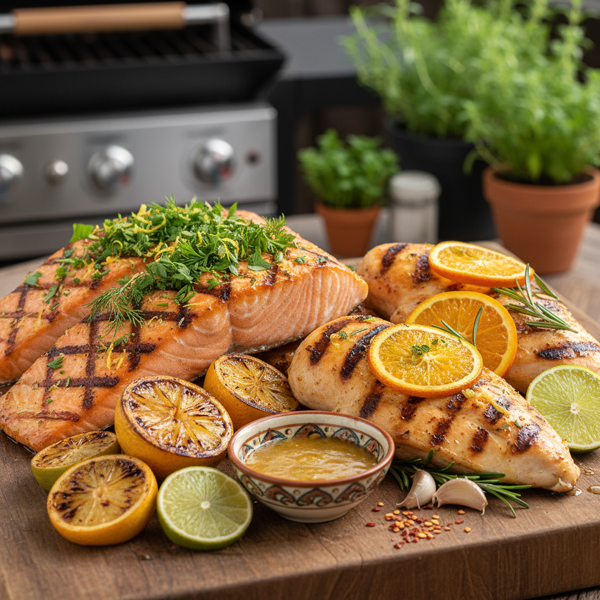 Zesty Citrus-Infused Grilled Salmon or Chicken recipe