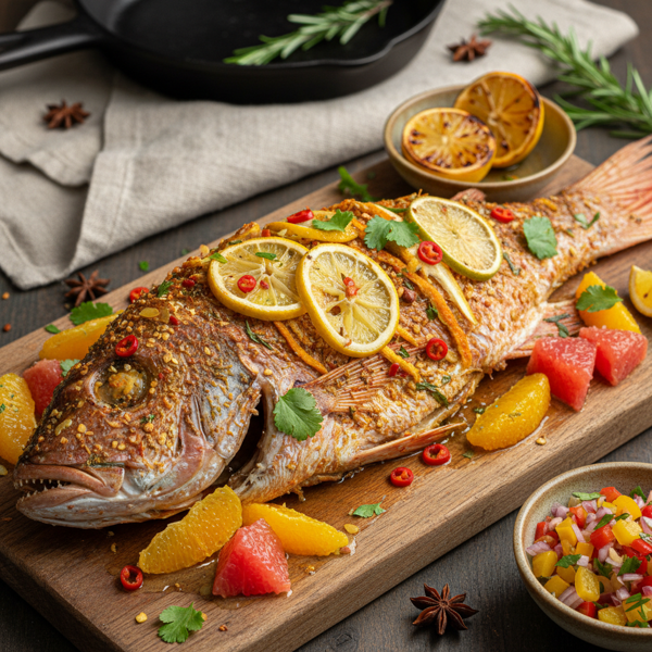 Zesty Citrus-Spiced Baked Red Snapper recipe
