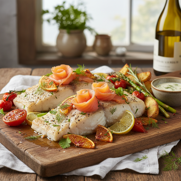 Zesty Citrus Smoked Salmon Halibut Bake recipe