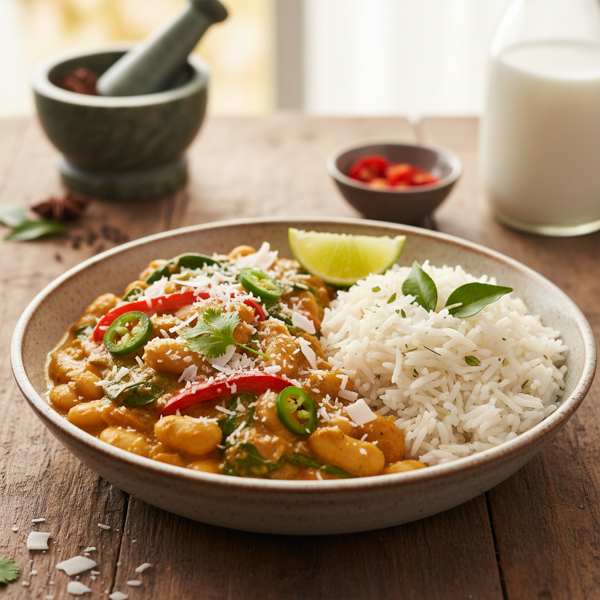 Zesty Coconut Curry Beans with Fragrant Basmati Rice recipe